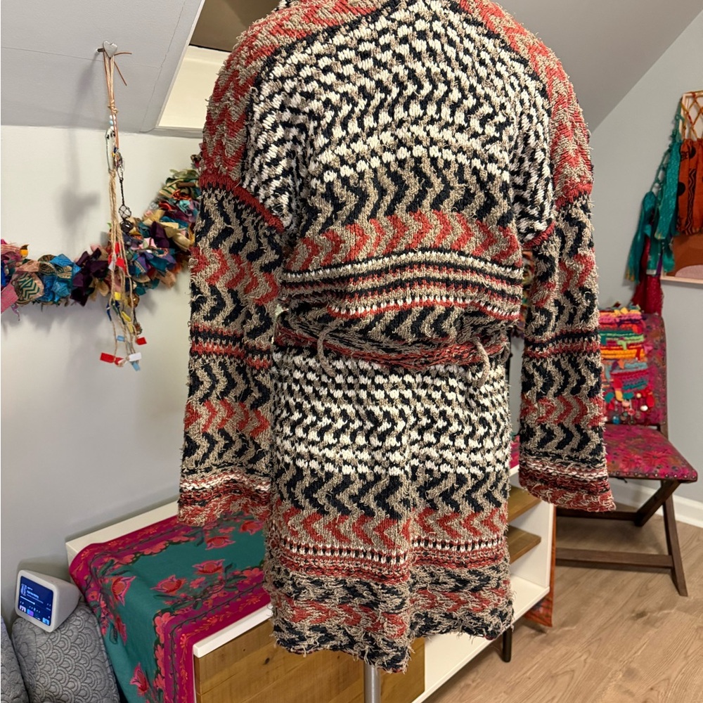 Free People Red and Black Patterned Cardigan XS - Picture 5 of 8